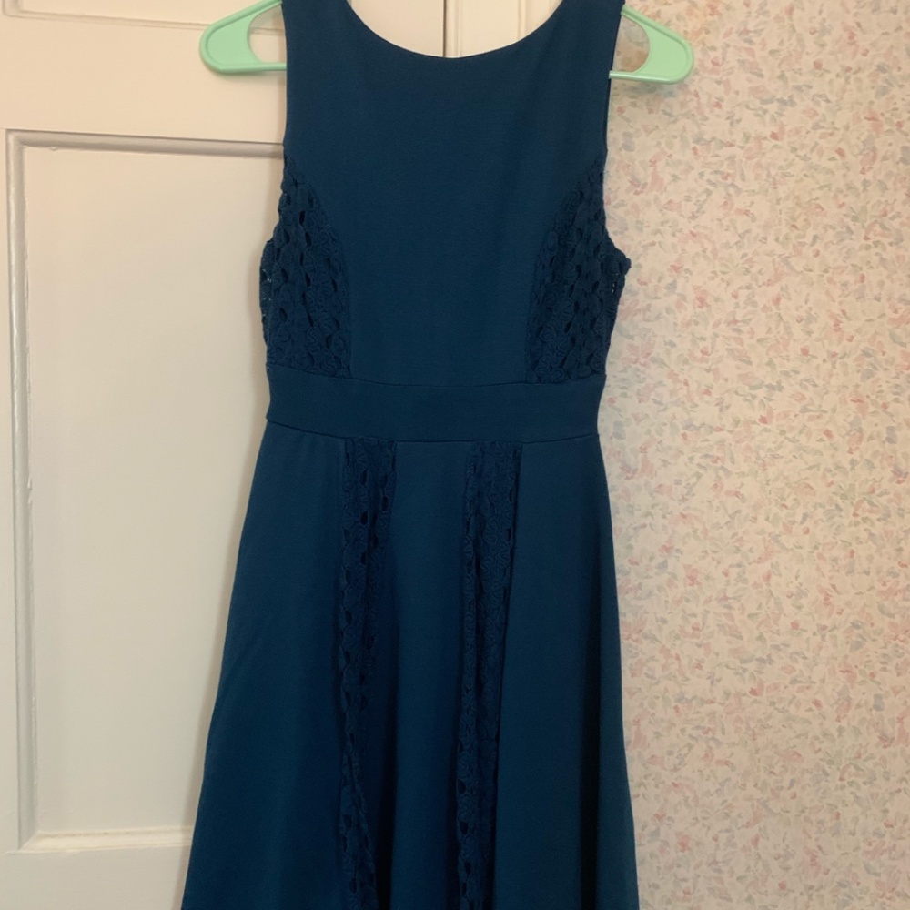 Altar'd State royal blue dress with crochet-detail